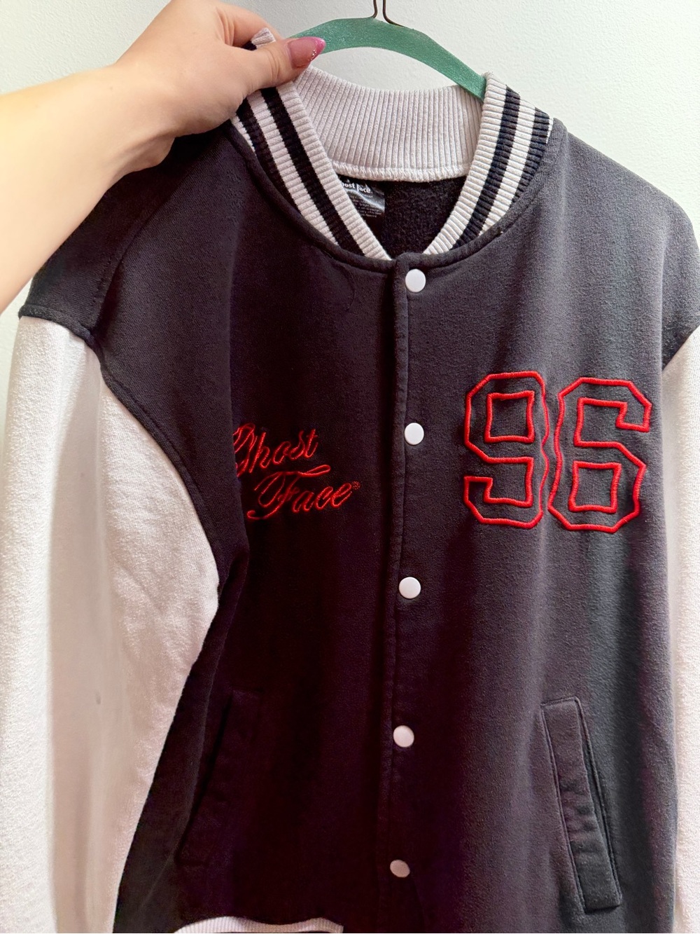 Black & White spirit Halloween ghost face Varsity Blazer Jacket